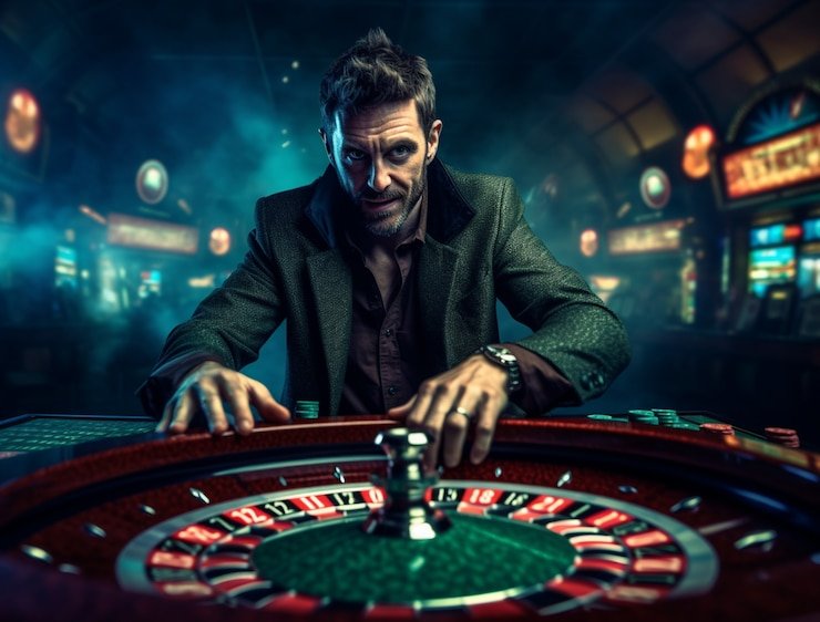 Live Bandar Poker dealer at dewa123 slot table with multi-camera setup